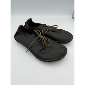 Clarks Janey Mae Oxford Black Leather Shoes Size 9.5